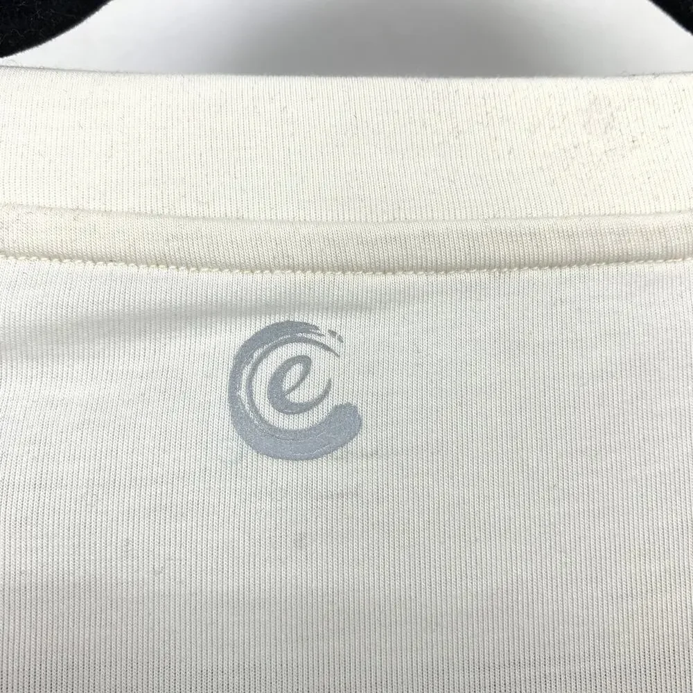 Calme By Johnny Was Top Womens Size Small Cream Scoop Neck Cinched Waist Hem